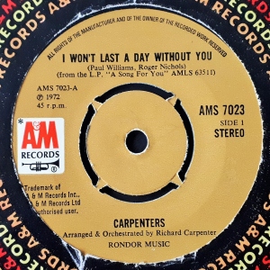 I Won't Last A Day Without You / Goodbye To Love Image